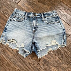 Women’s Aerie Blue Distressed Jean Shorts with Frayed Hem